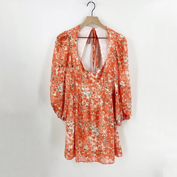 Hello Molly Floral Mini Dress in Orange and White - Picture 1 of 14